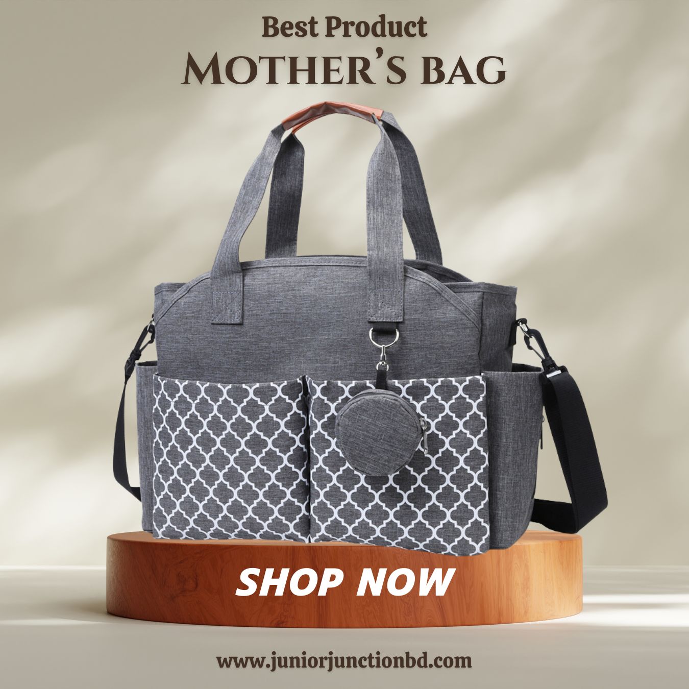 🌟 Elite-Mom Multi-Function Travel Bag – Sleek Grey Edition