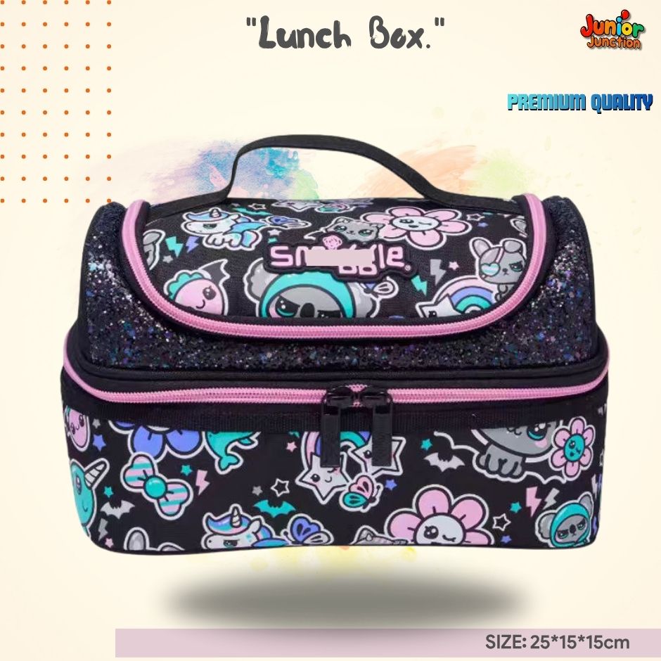 Glitter Sparkle & Friends Double-Decker Lunch Bag (Midnight Onyx & Pastel Pop)