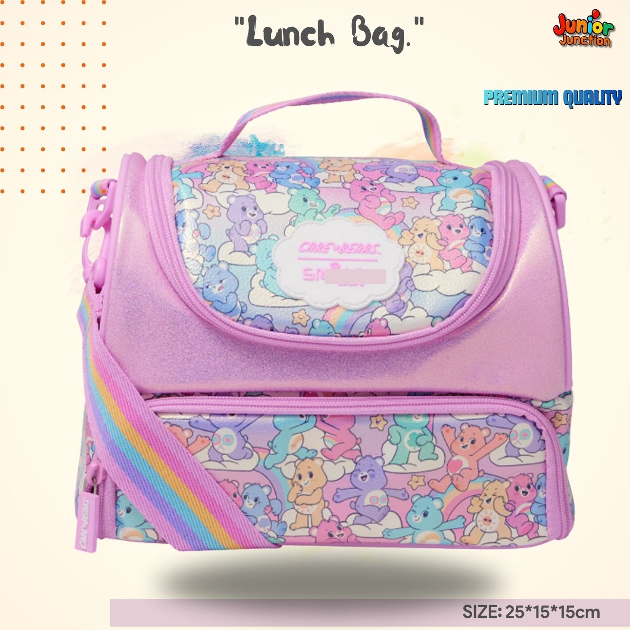Rainbow Cloud Bear Double-Decker Lunch Bag (Candy Pink) 🌈🐻✨