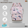 🎒 Multi-Function Mother’s Bag – Pastel Pink & Abstract Geometry