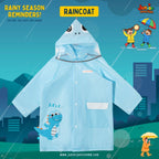 Friendly Dino Blue Kids Raincoat