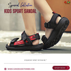 👡 Kids Urban Explorer Sport Sandals – Stealth Black & Crimson Red
