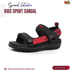 👡 Kids Urban Explorer Sport Sandals – Stealth Black & Crimson Red