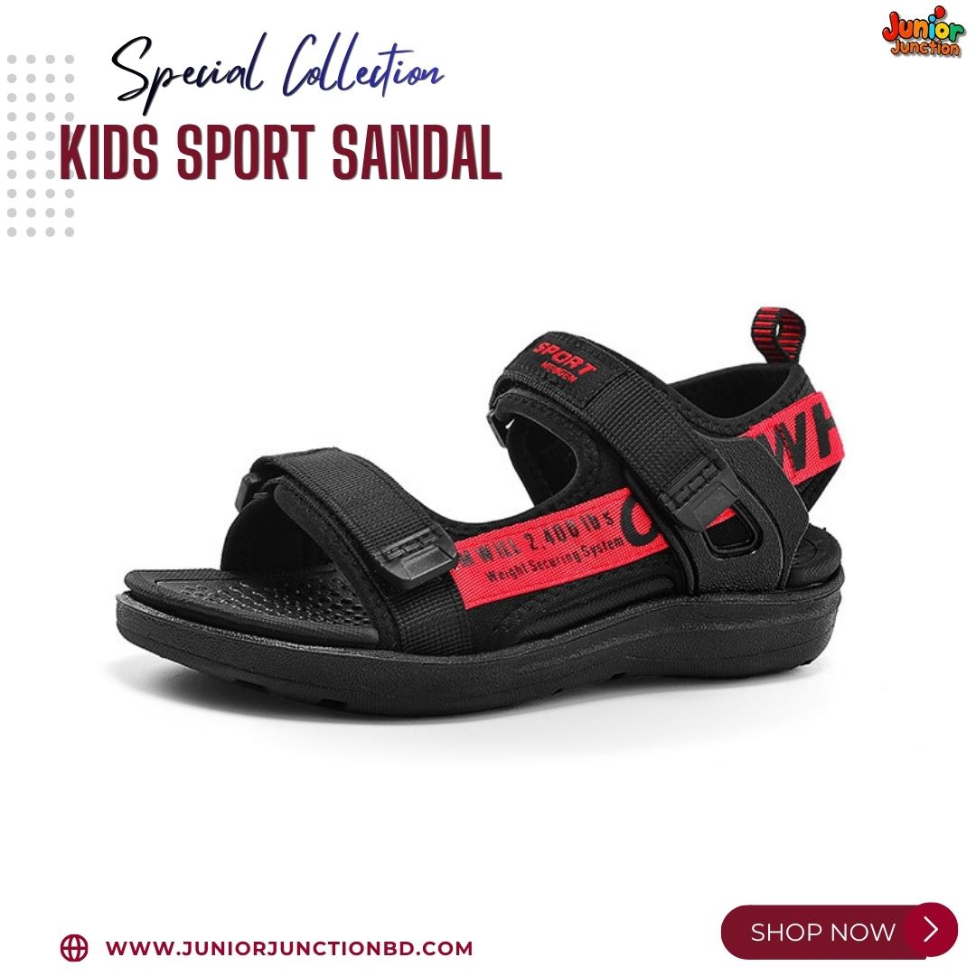 👡 Kids Urban Explorer Sport Sandals – Stealth Black & Crimson Red