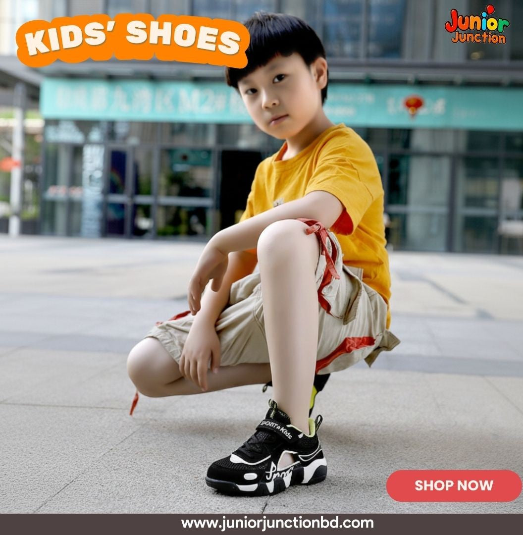 👟 Kids Urban Edge Cut-Out Sneakers – Stealth Black & Off-White