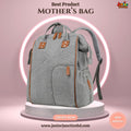 Quilted Elegance Multi-Function Mother's Bag – Slate Grey & Cognac (42cm)