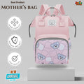 🐻 Pink Teddy Multi-Function Mother’s Bag – Pastel Rose (40cm)
