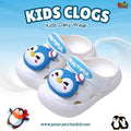 Kids Playful Penguin Clogs – White & Sky Blue