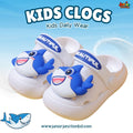 Kids Ocean Shark Clogs – White & Ocean Blue