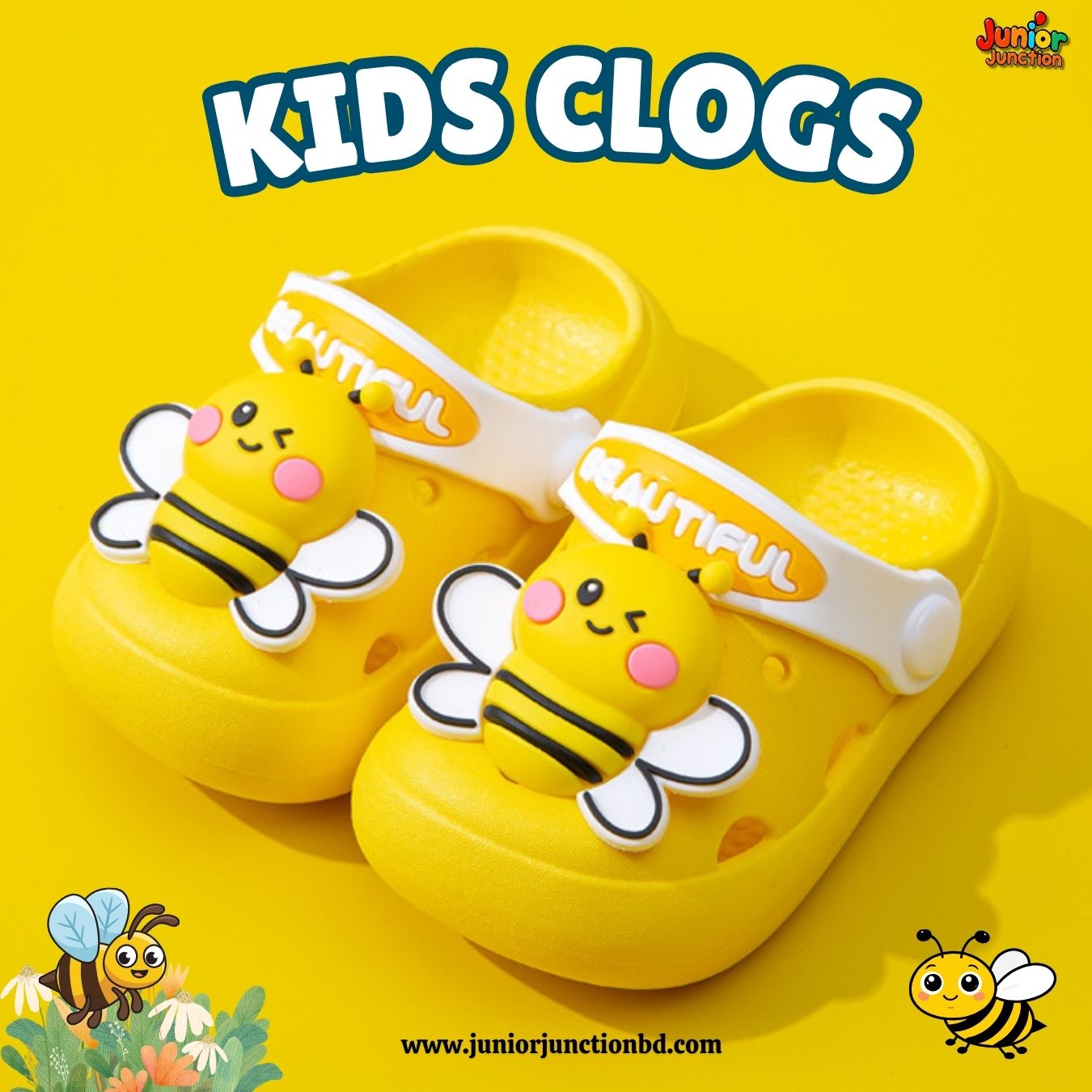 Kids Honey Bee Clogs – Sunshine Yellow & White