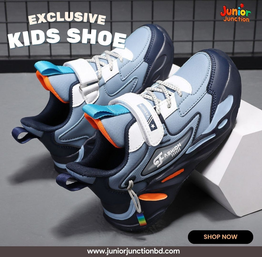 👟 Kids Apex Sport Runner Sneakers – Slate Blue & Electric Orange