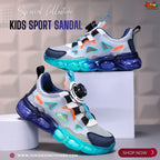 👡 Kids Quantum Spin Sport Sandals – Sonic Silver & Electric Cyan