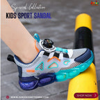 👡 Kids Quantum Spin Sport Sandals – Sonic Silver & Electric Cyan