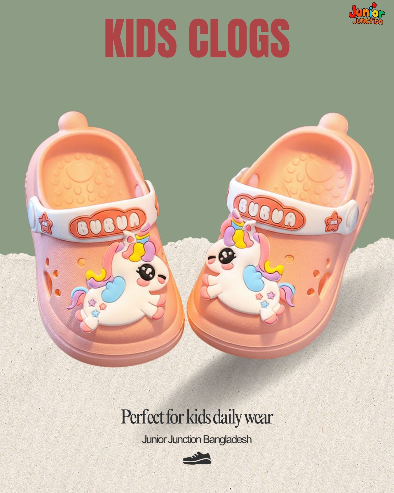 🦄 Kids Magical Unicorn Clogs – Peachy Sunset & Coral