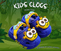 🦒 Kids Playful Giraffe Clogs – Deep Sea Blue & Sunbeam Yellow
