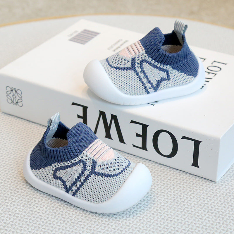💙 Kids Pastel Play Sock Sneakers – Denim Blue & Sporty Grey