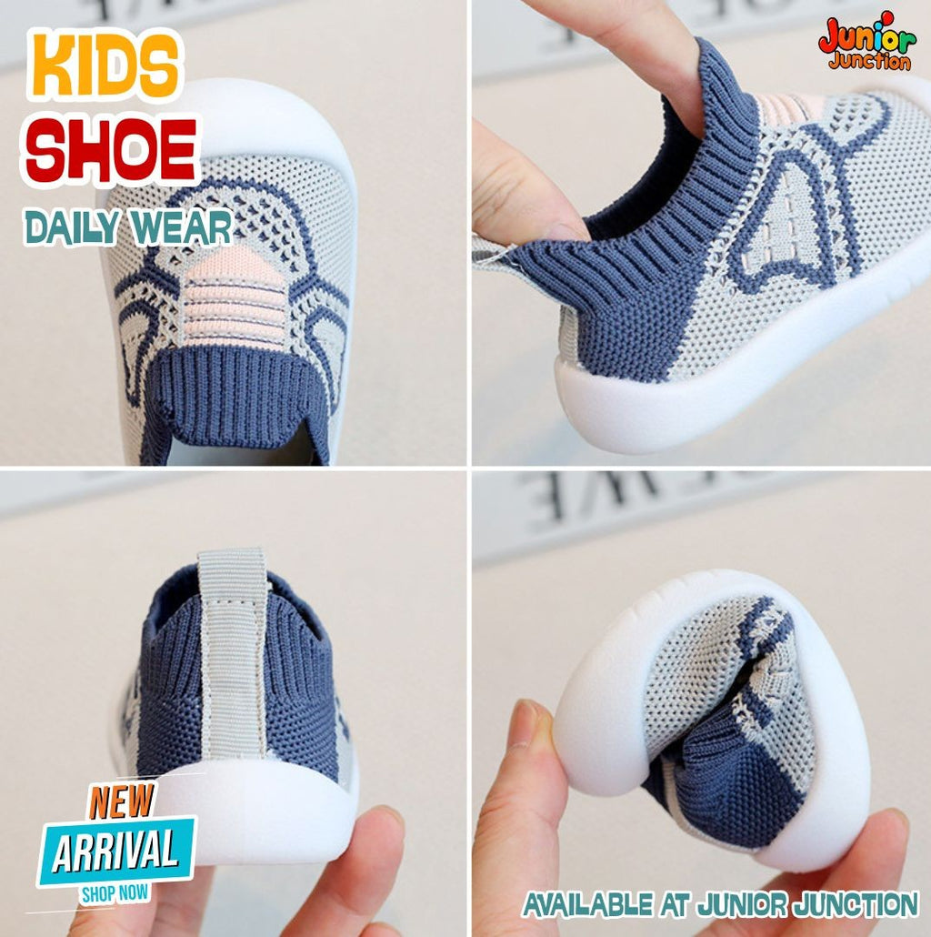 💙 Kids Pastel Play Sock Sneakers – Denim Blue & Sporty Grey