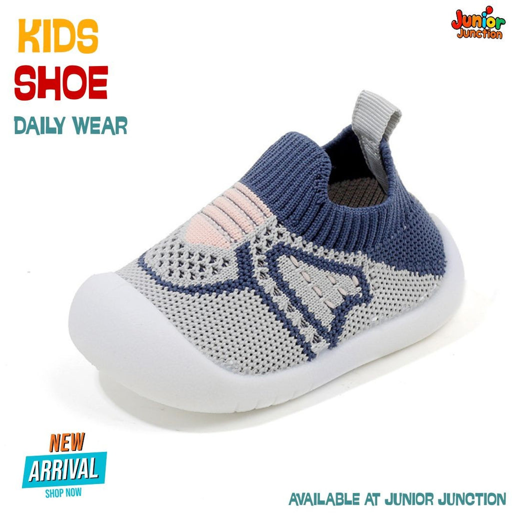 💙 Kids Pastel Play Sock Sneakers – Denim Blue & Sporty Grey