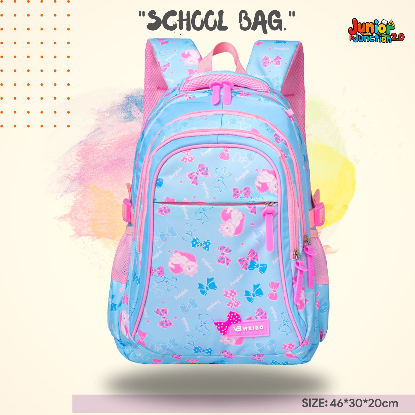🎀 "Pastel Dreams" Bow & Kitten Edition Premium School Bag 🐾✨