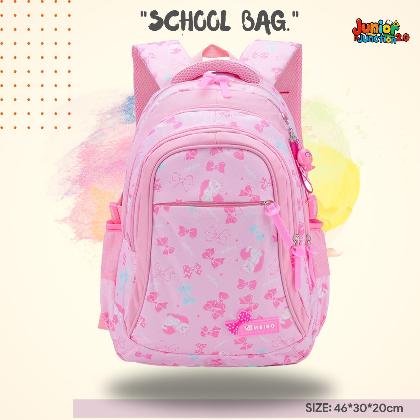 🌸 "Blossom Pink" Bow & Kitten Edition Premium School Bag 🐾✨