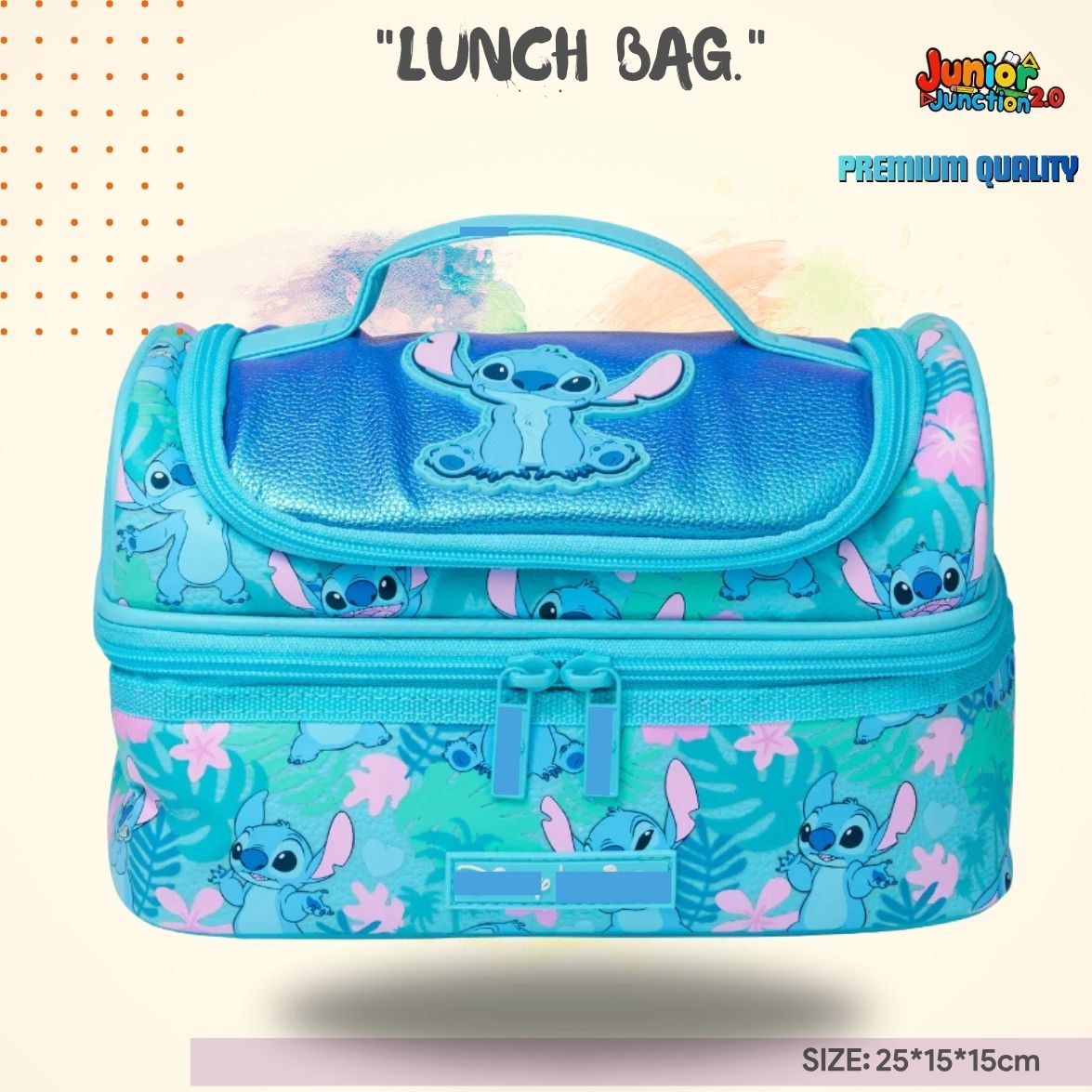 Playful Alien Double-Deck Lunch Bag 🌺💙 Metallic blue flap and dual insulated compartments.