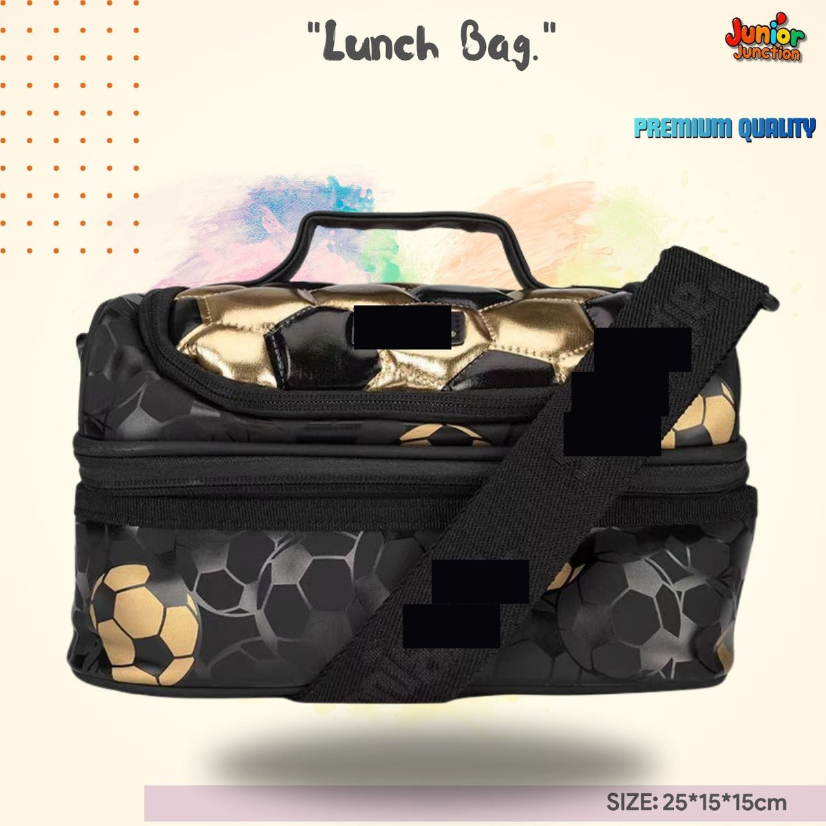 Goal Kick Double-Decker Lunch Bag (Metallic Gold & Pitch Black)