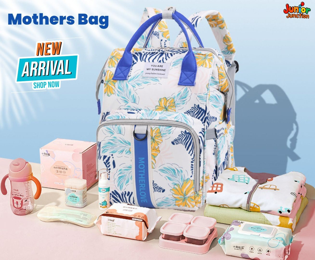 Wild Safari Multi-Function Mother's Bag – Zebra & Floral Print (42cm)