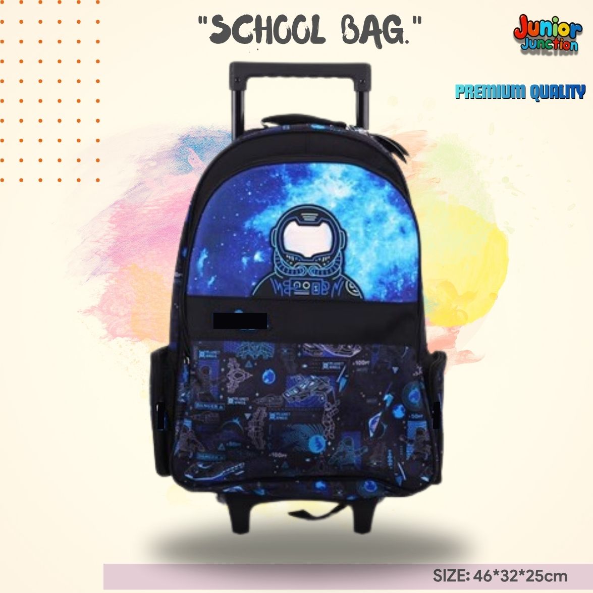 Galactic Explorer Kids Rolling Bag 👨‍🚀🌌 Smooth-gliding trolley wheels and retractable handle.