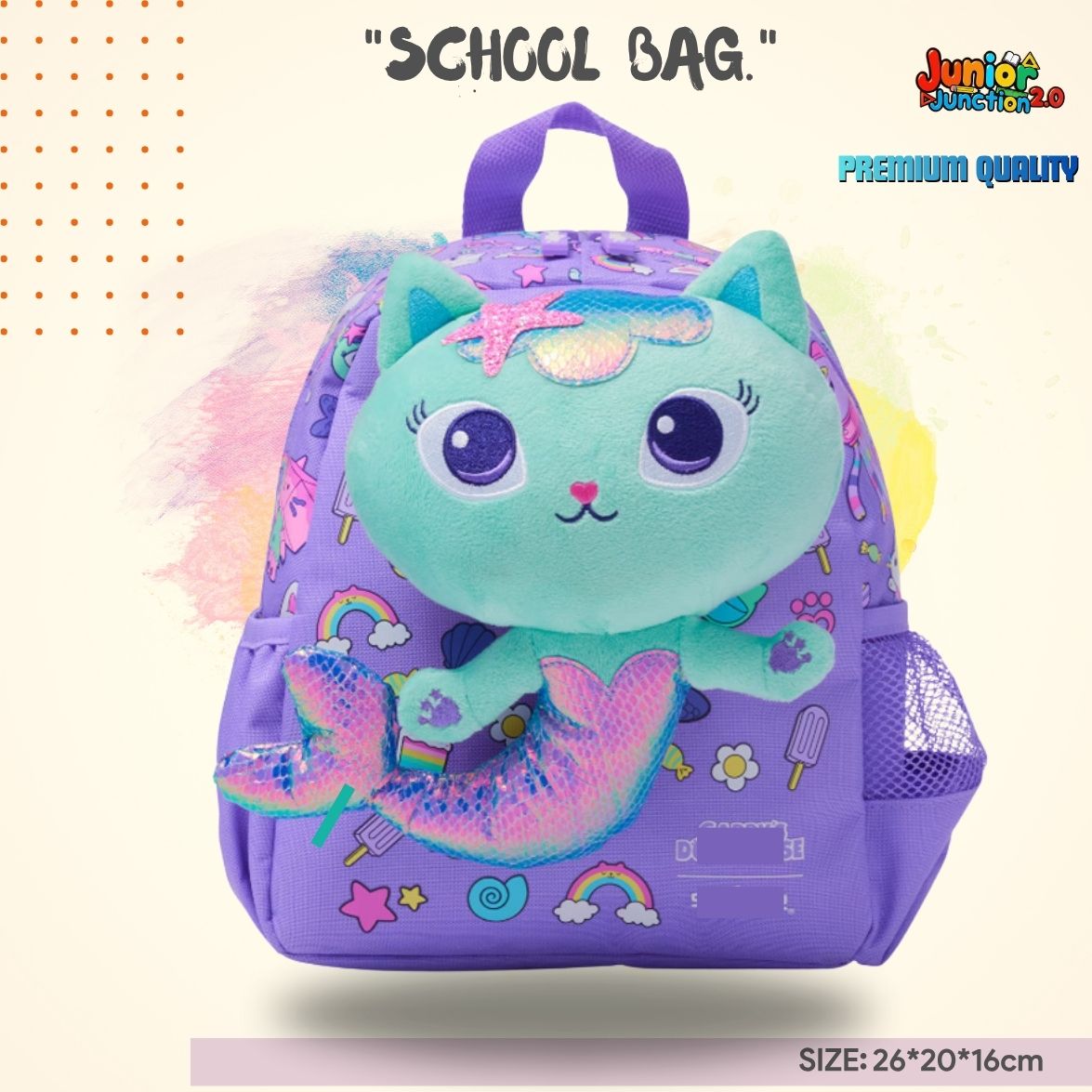 Purr-maid Ocean Dreamer Toddler Backpack (Lilac Purple & Mint Sparkle) 🧜‍♀️🐱✨