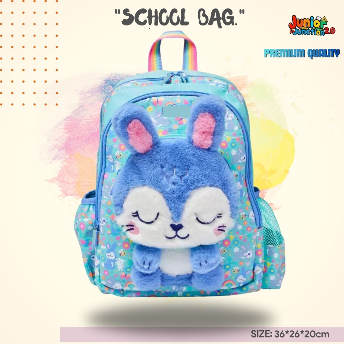 Dreamy Plush Bunny Meadow Backpack (Sky Blue & Soft Periwinkle) 🐰🌸✨