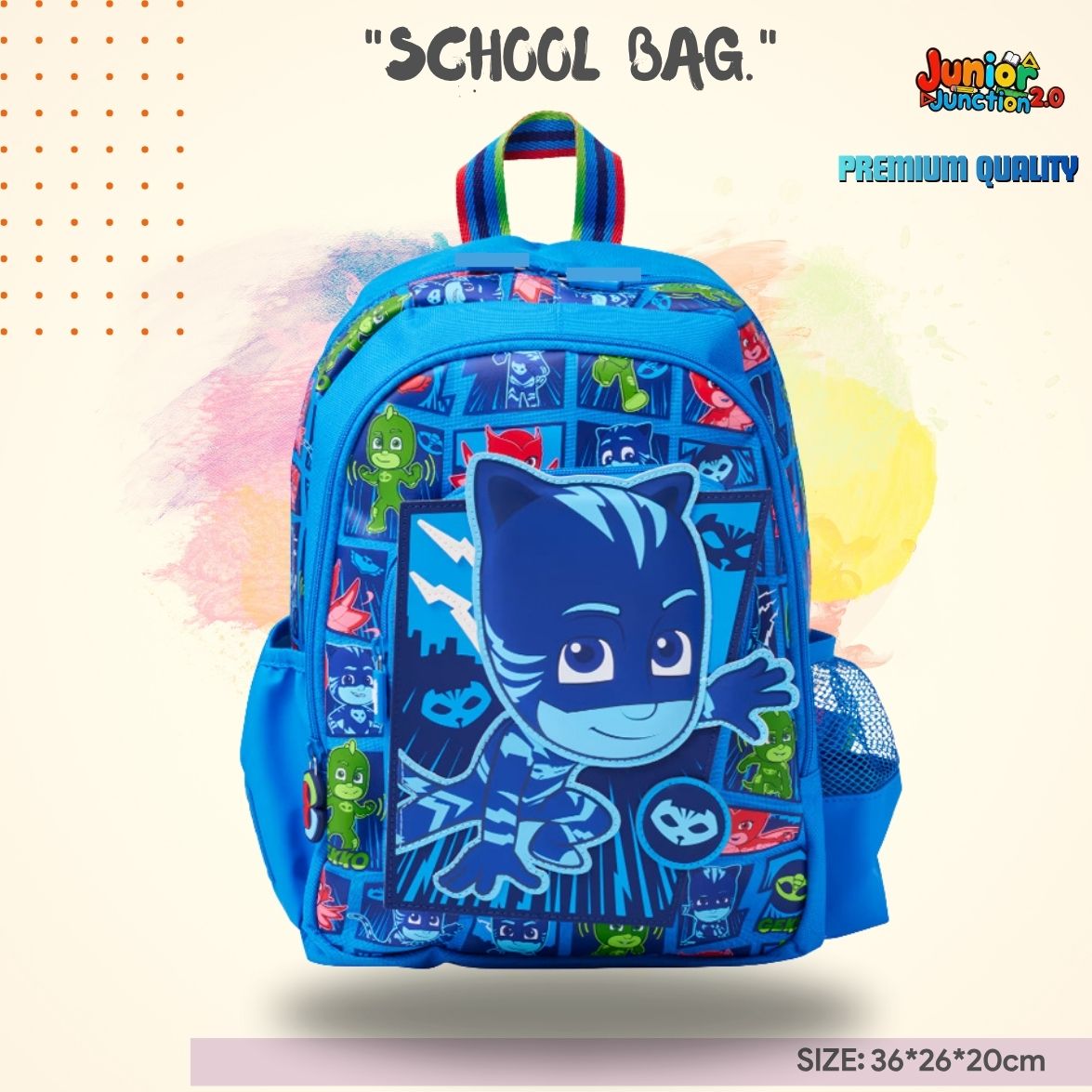 Night Feline Hero 3D Kids Backpack (Electric Blue & Emerald Green) 🐾⚡️