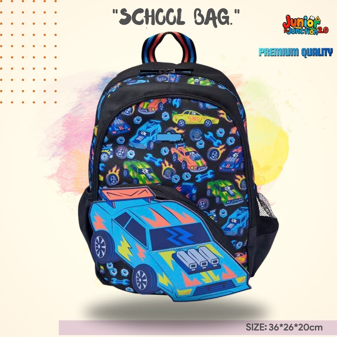 Nitro Street Racer 3D Kids Backpack (Stealth Black & Electric Blue) 🏎️🔥⚡