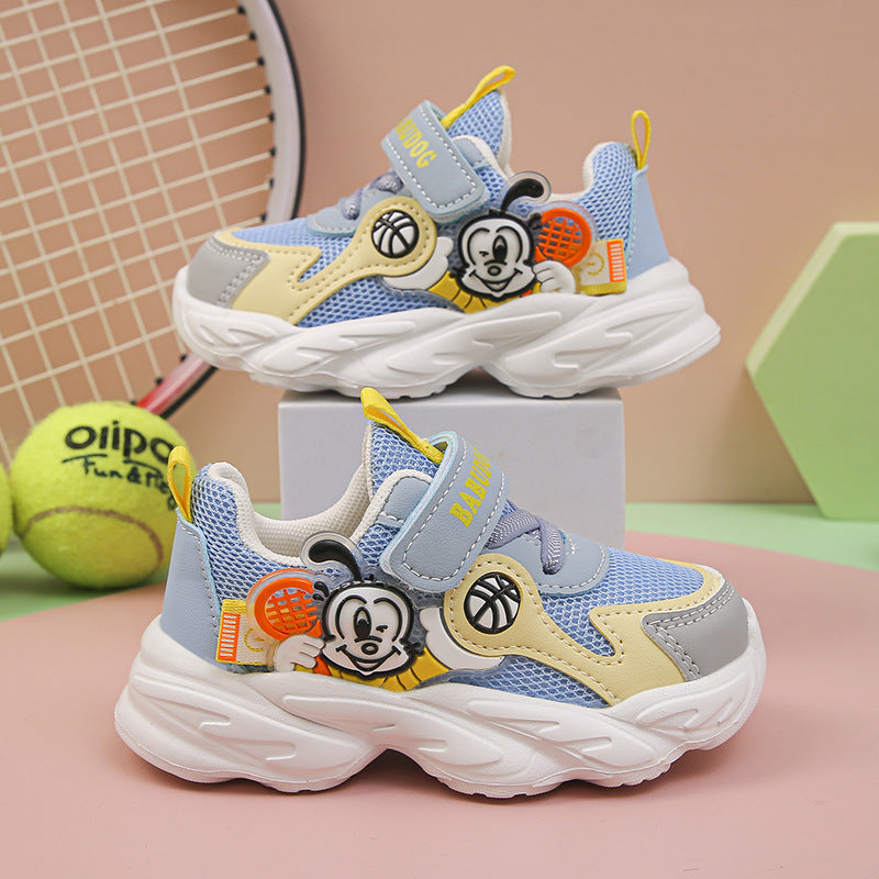 👟 Kids Playtime Pro Athletic Sneakers – Powder Blue & Pastel Yellow