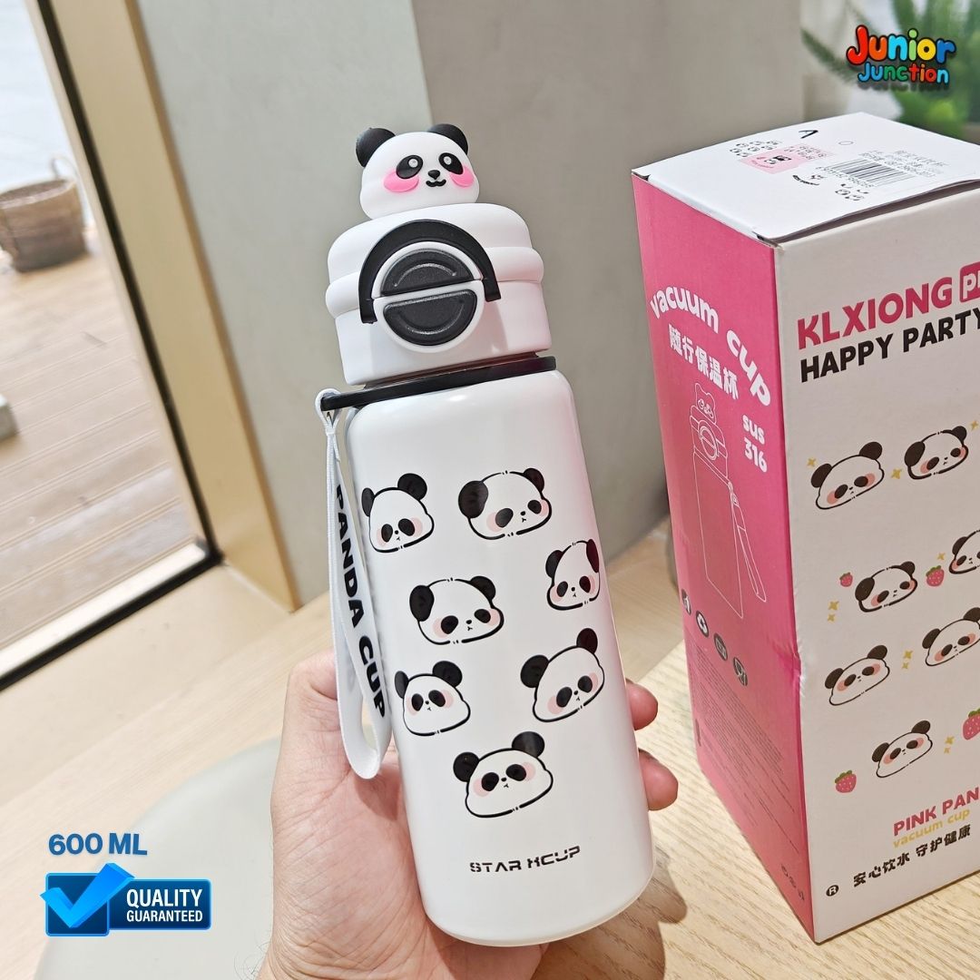 🐼🎋 "Panda STAR HCUP" Premium Kids Insulated Stainless Steel Water Bottle (Classic White Edition) 🥤