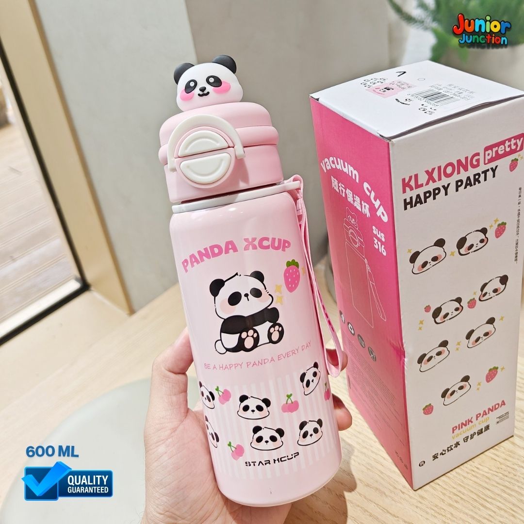 🐼🍓 "Panda XCUP" Premium Kids Insulated Stainless Steel Water Bottle (Pink Edition) 🥤