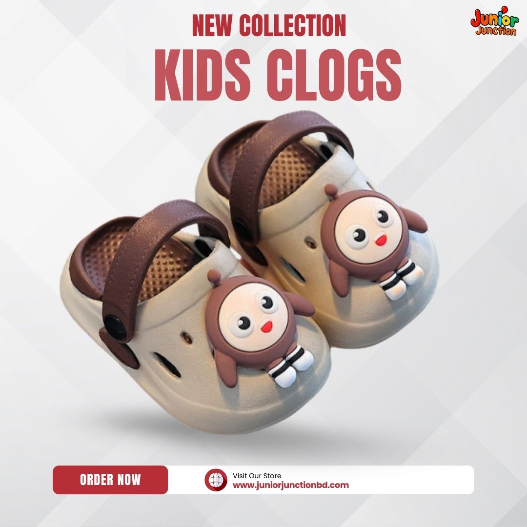 🧑‍🚀 Kids Space Buddy Clogs – Moon Rock Gray & Galaxy Brown