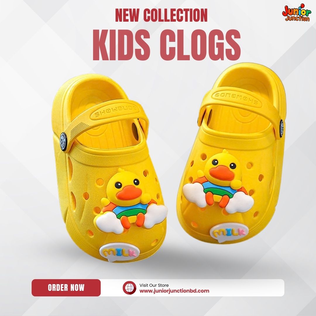 🐥 Kids Sunny Duckling Clogs – Bright Bumblebee Yellow