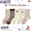 🧸 Cozy Teddy & Cherry 5-Pair Premium Sock Set