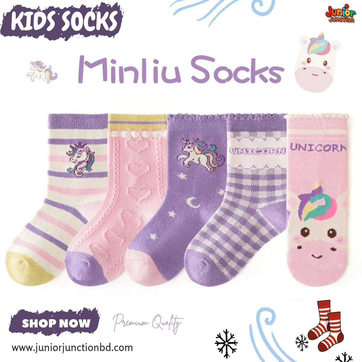 🦄 Magical Unicorn Fantasy 5-Pair Premium Sock Set
