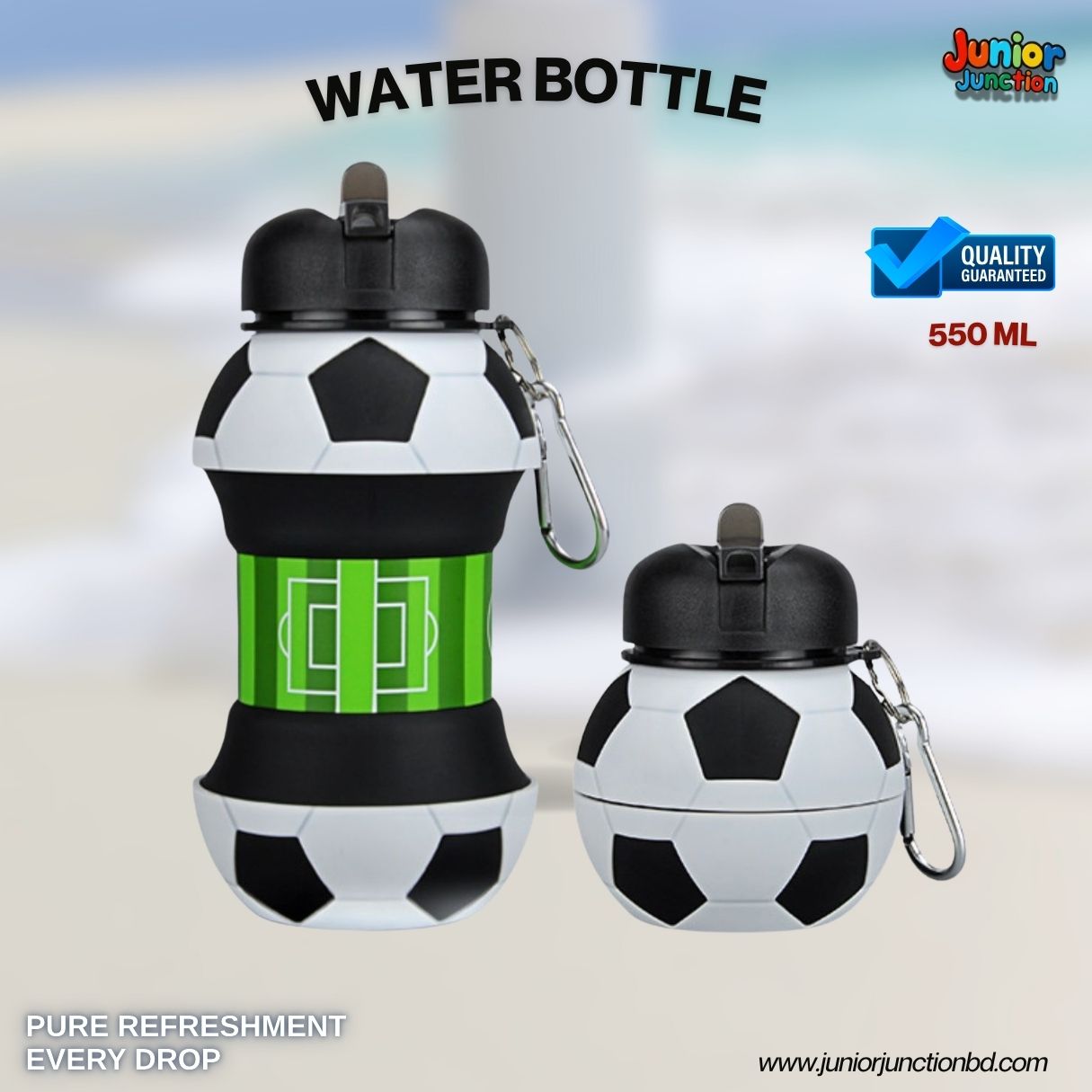 ⚽️🏆 "Striker Goal" Collapsible Football Kids Sports Water Bottle 🥤