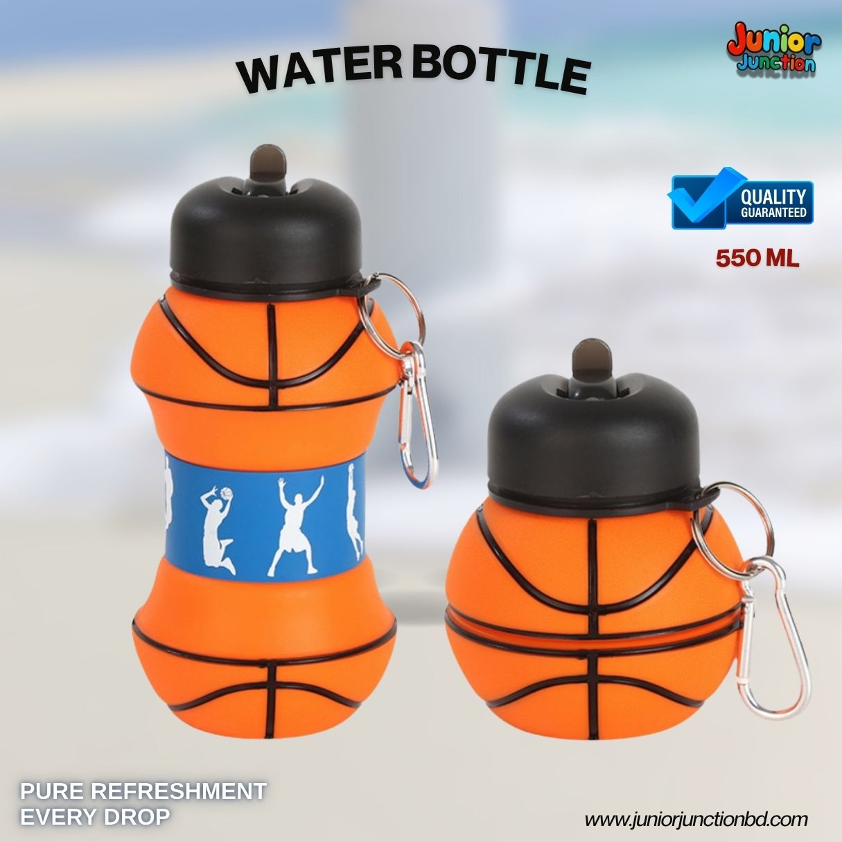 🏀⛹️ "Hoop Star" Collapsible Basketball Kids Sports Water Bottle 🥤