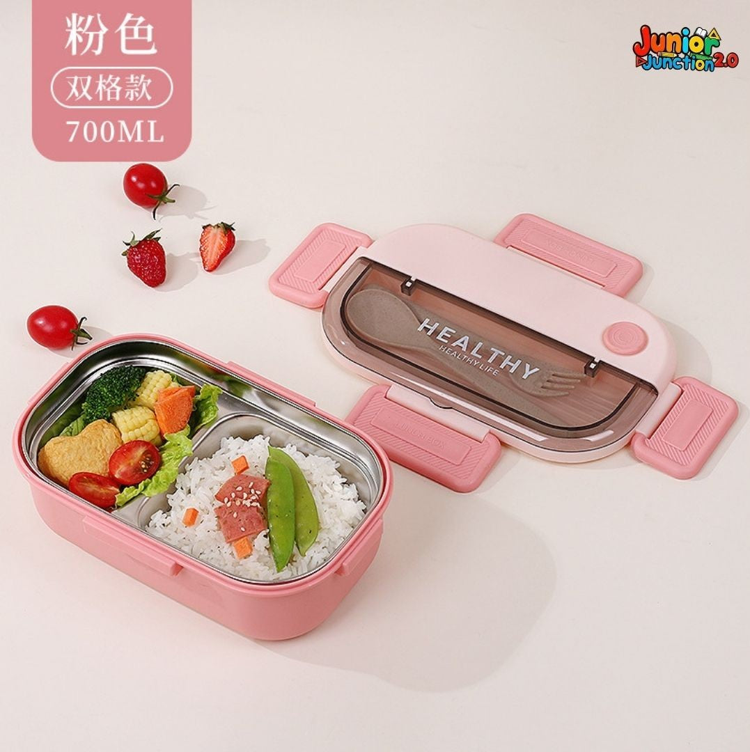 🍱 Healthy Life Eco-Steel Kids Bento Box (700 ML) – Candy Pink