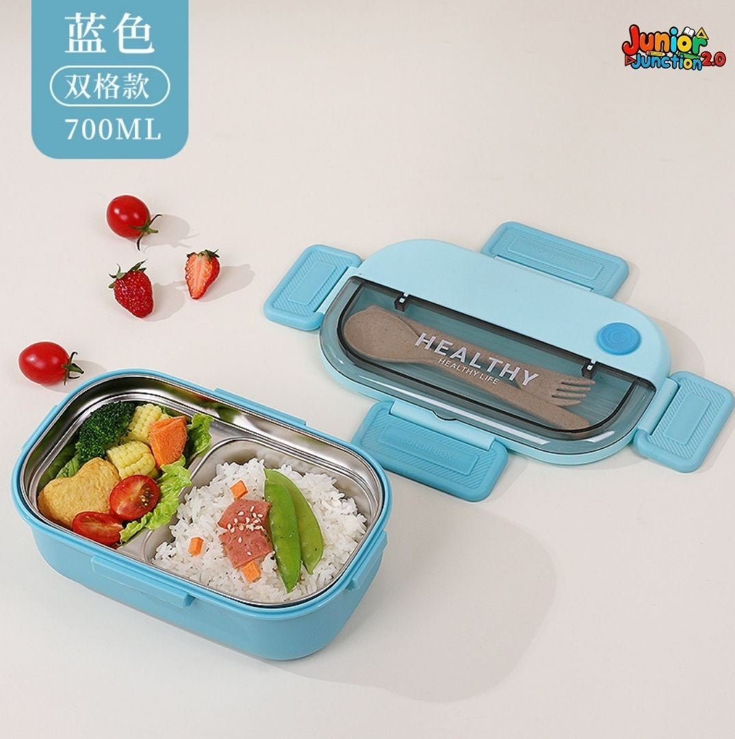 🍱 Healthy Life Eco-Steel Kids Bento Box (700 ML) – Pastel Sky Blue