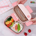 🍱 Healthy Life Eco-Steel Kids Bento Box (700 ML) – Candy Pink