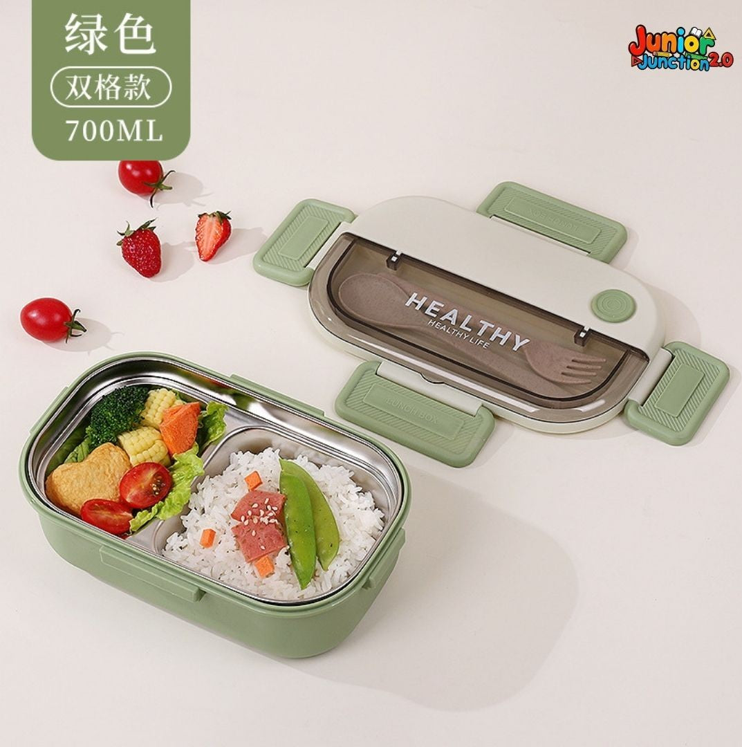 🍱 Healthy Life Eco-Steel Kids Bento Box (700 ML) – Pastel Sage Green