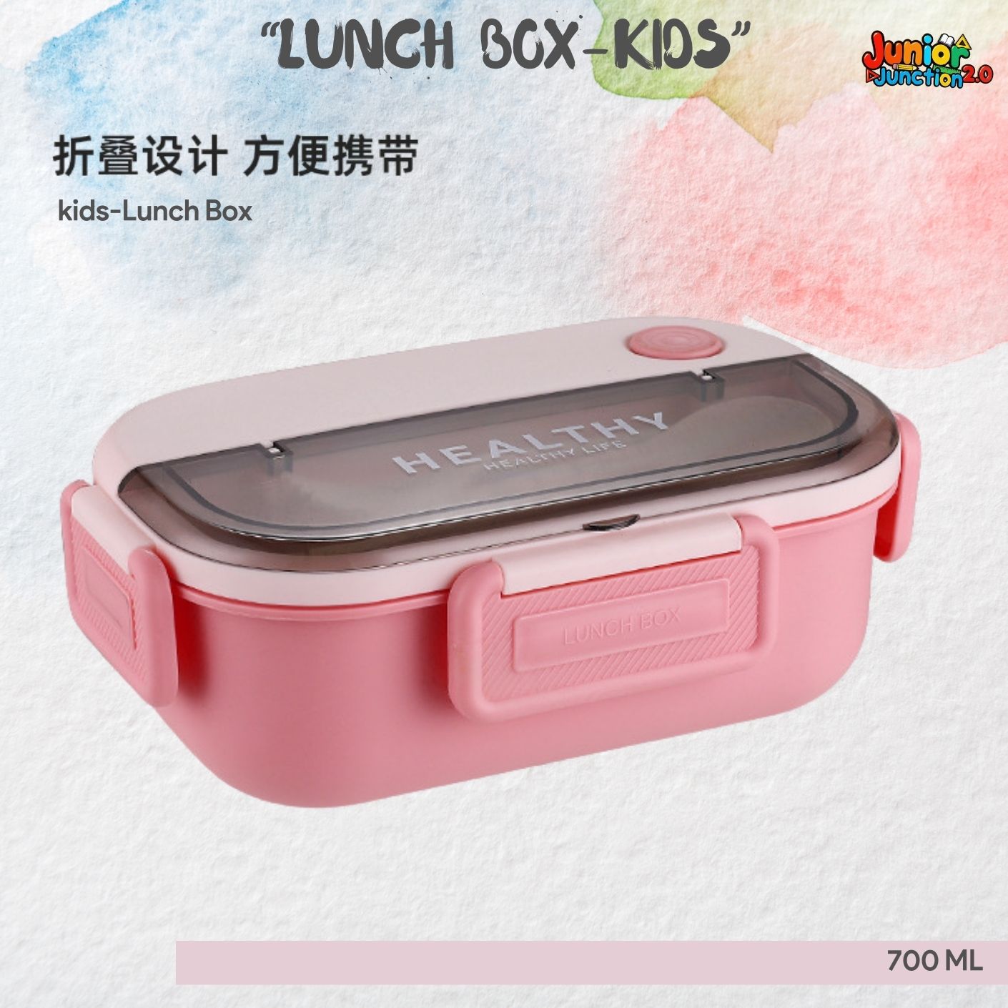 🍱 Healthy Life Eco-Steel Kids Bento Box (700 ML) – Candy Pink
