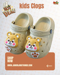 🐻 Kids Honey Bear Clogs – Soft Khaki Sand