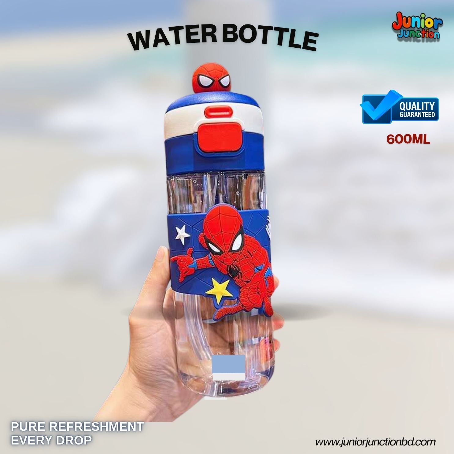 🕸️ Red & Blue Superhero Kids Water Bottle