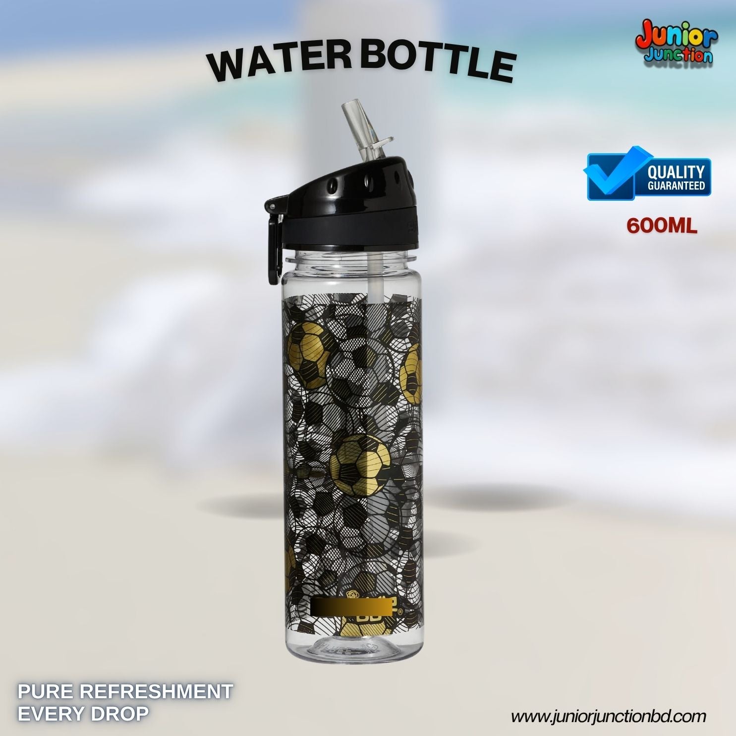 Champion Golden Soccer Kids Water Bottle (Black & Gold Edition) ⚽🏆