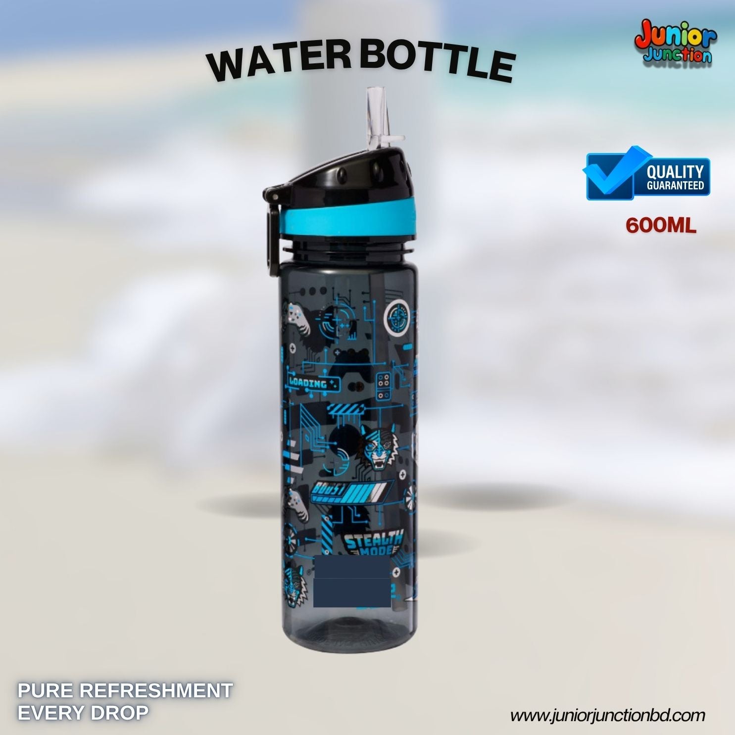 Next-Gen Gamer Tech Kids Water Bottle (Stealth Edition) 🎮⚡